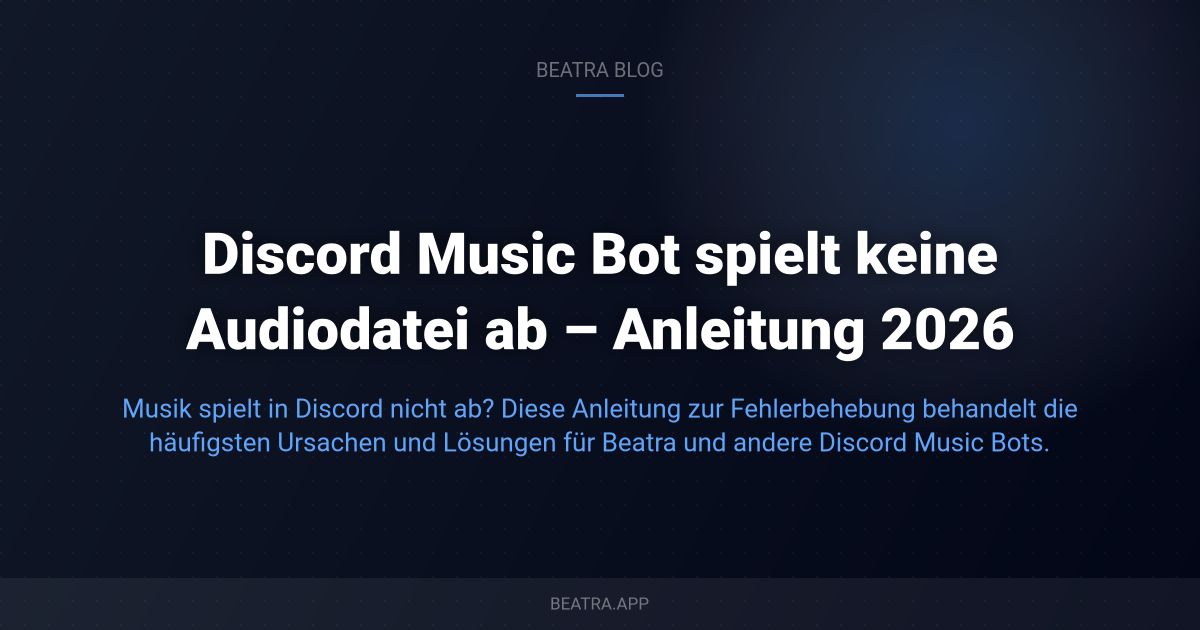 Discord Music Bot spielt keine Audiodatei ab – Anleitung 2026