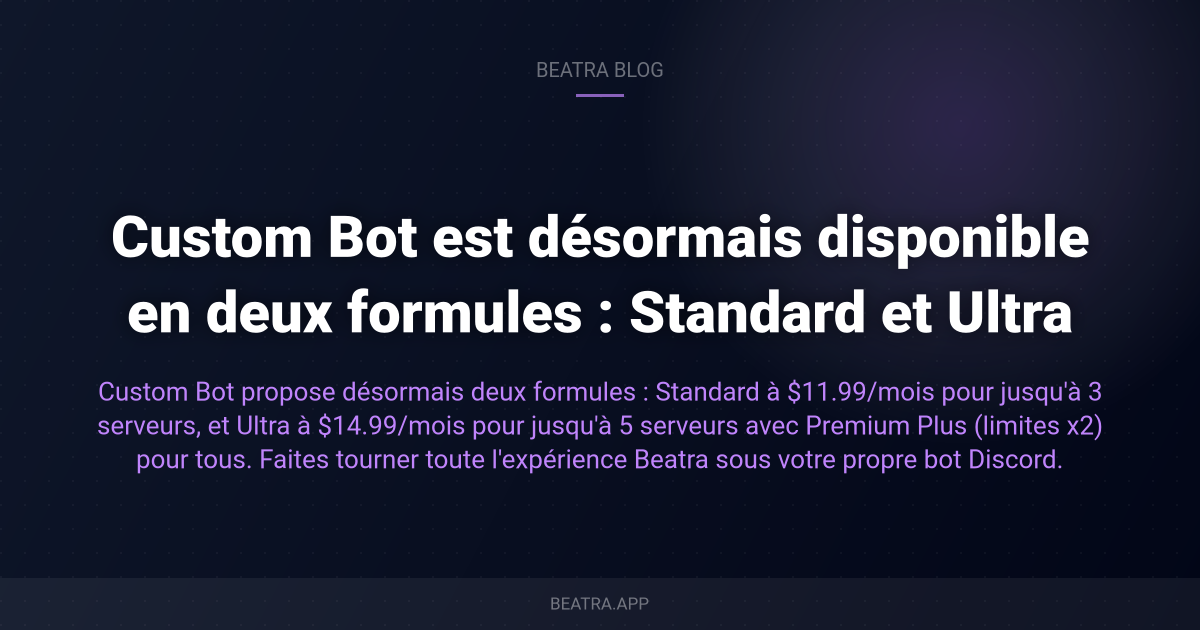 Présentation de Custom Bot : faites tourner Beatra sous votre propre nom