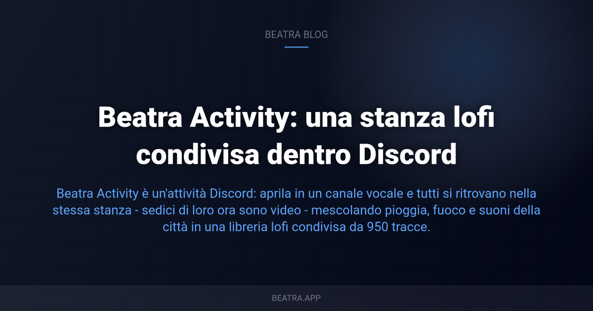 Beatra Activity: una stanza lofi condivisa dentro Discord