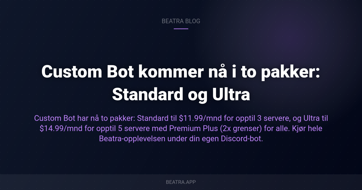 Presenterer Custom Bot: Kjør Beatra under ditt eget navn