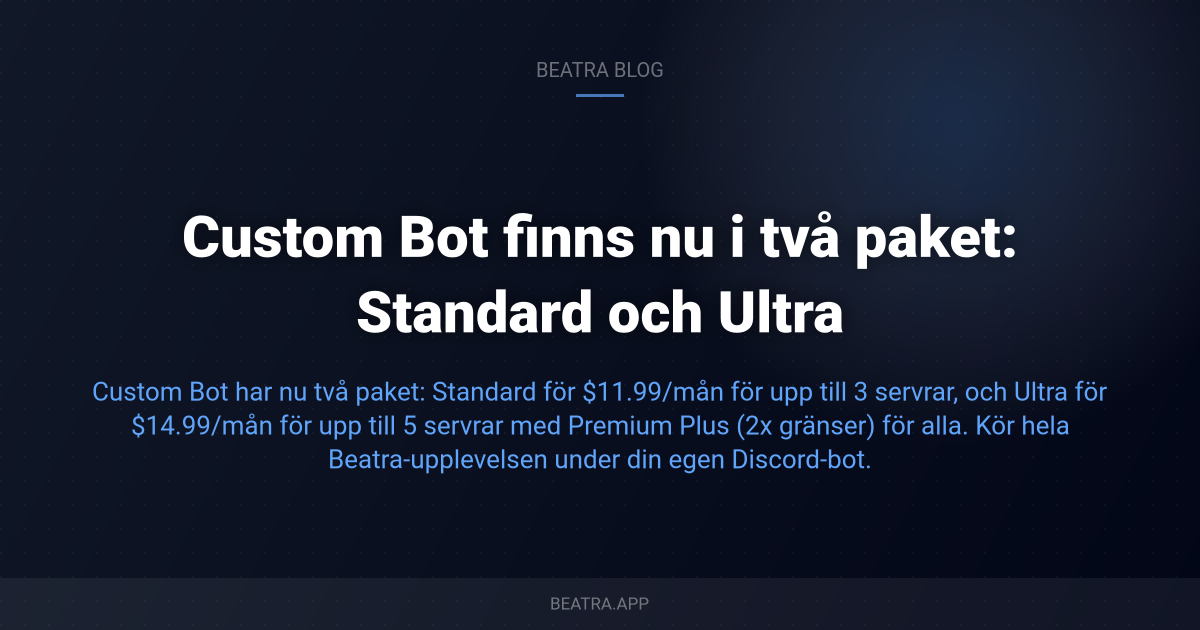 Vi presenterar Custom Bot: Kör Beatra under ditt eget namn