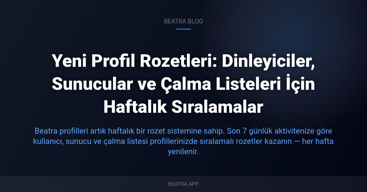 Yeni Profil Rozetleri: Dinleyiciler, Sunucular ve Çalma Listeleri İçin Haftalık Sıralamalar
