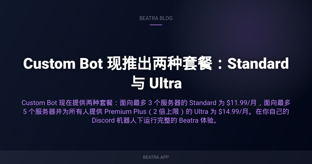 Custom Bot 正式发布:以你自己的名义运行 Beatra