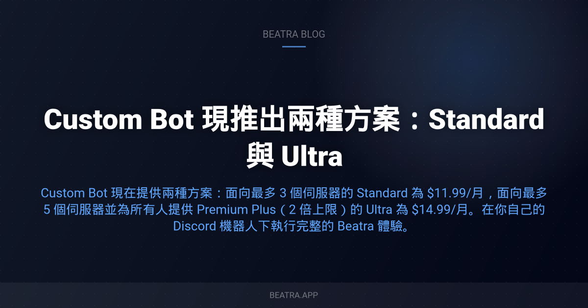 推出 Custom Bot:以你自己的名義運行 Beatra