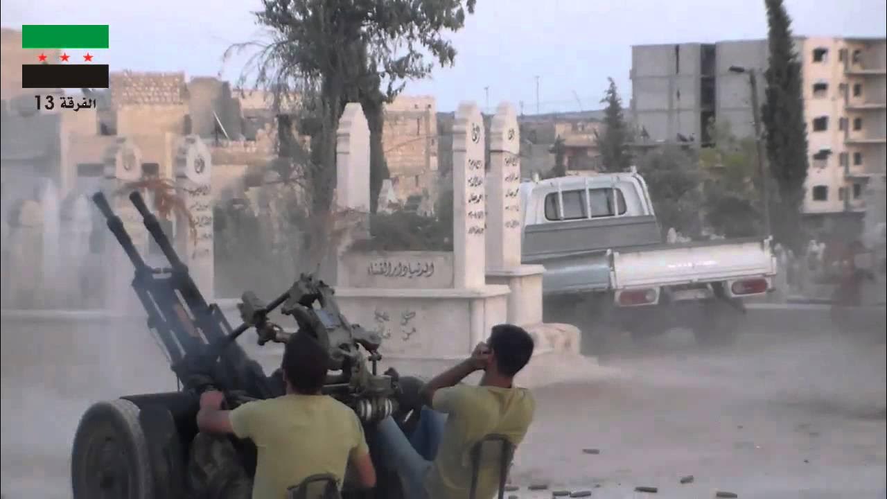 الفرقة 13 اروع تصدي للطيران الحربي في سماء معرة النعمان 27_8_2014