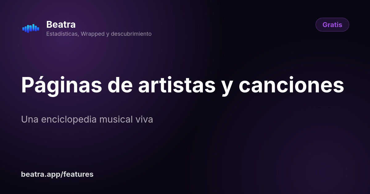 Páginas de artistas y canciones
