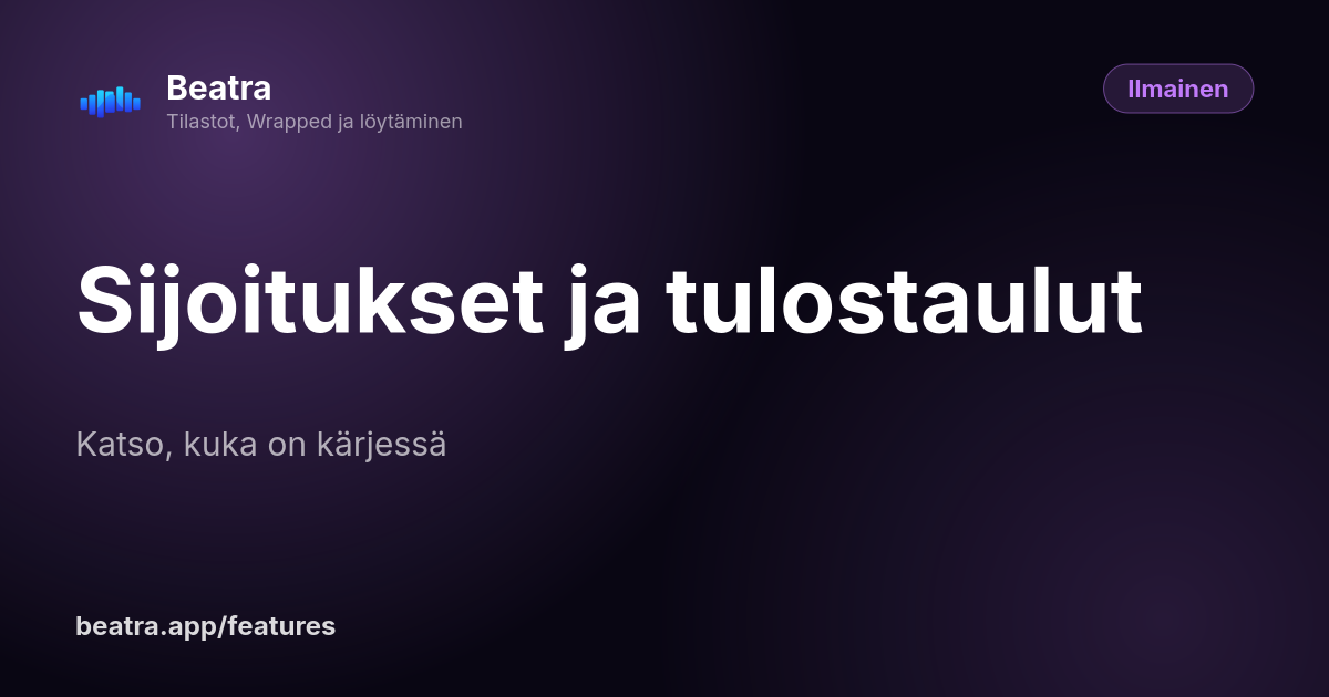 Sijoitukset ja tulostaulut