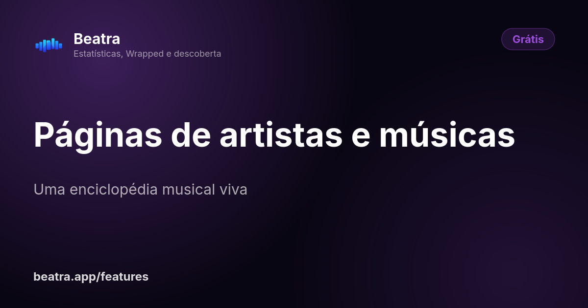 Páginas de artistas e músicas